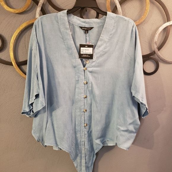 Style Envy tie front Jean Top - Picture 2 of 5